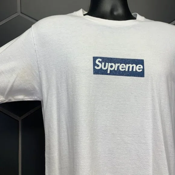 ~Used! Unisex Supreme Yankee Box Logo White Hype Streetwear Shirt Size Medium - Picture 3 of 7
